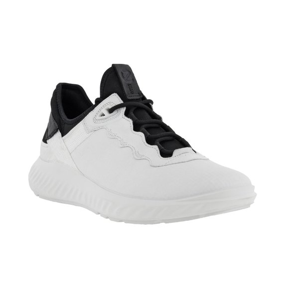 Ecco Men's ATH-1FM Luxe Lace Up Leather Sneaker Comfort Shoe White Black 47 - Picture 2 of 9